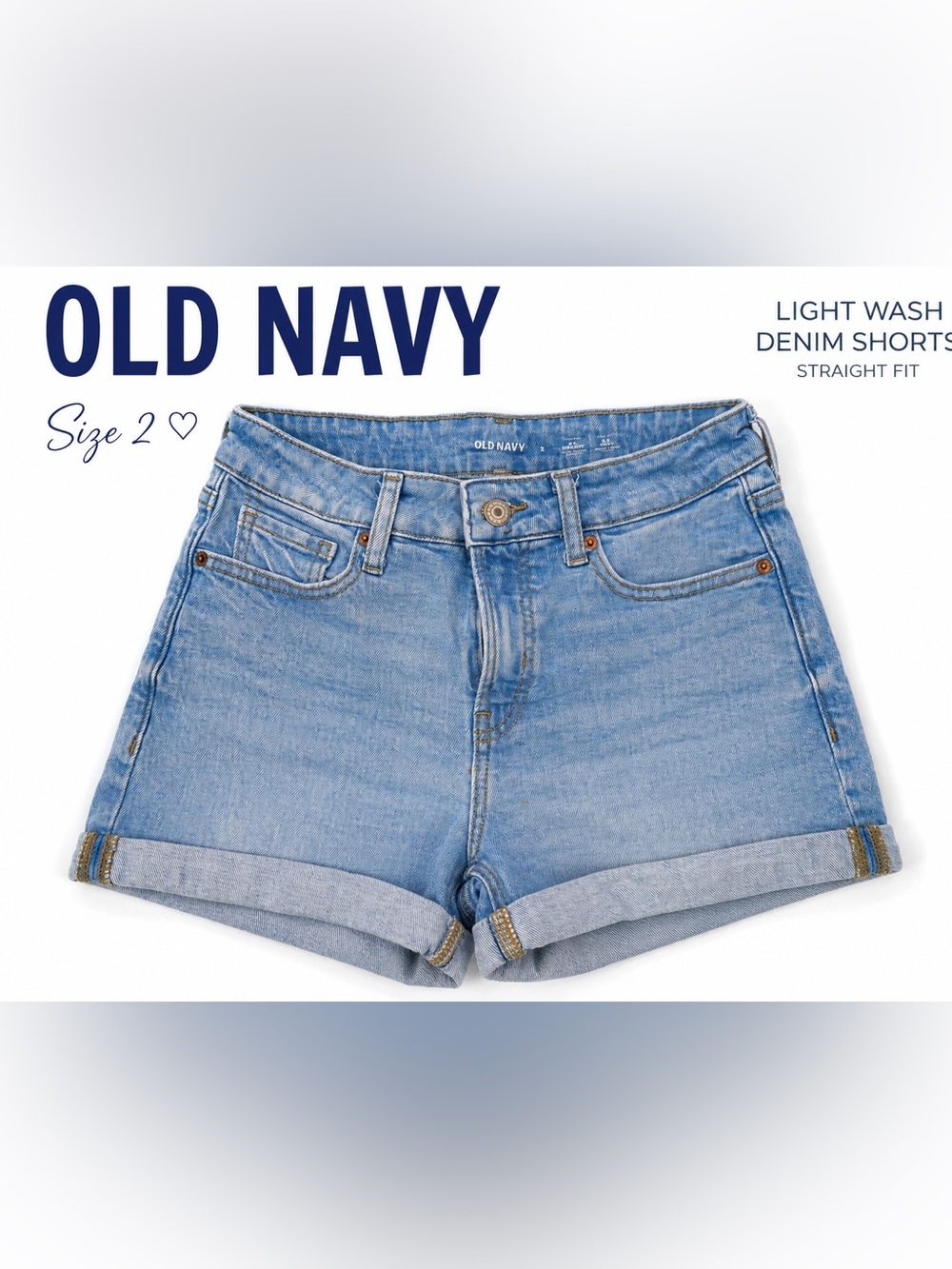 Old Navy Women's Light Blue Denim Roll-Cuff Shorts size 2